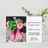 Roze Boot Garden Party - Uitnodiging (Staand voorkant)