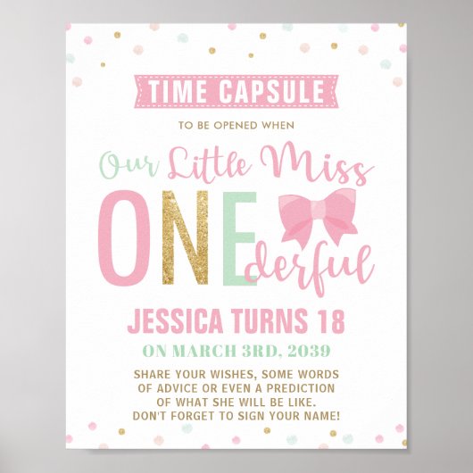 Roze boot Miss ONEderful Birthday Time Capsule Sig Poster (Voorkant)
