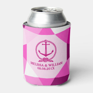 Roze bootanker & modern geometrisch patroon blikjeskoeler
