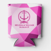 Roze bootanker & modern geometrisch patroon blikjeskoeler (Voorkant)