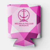 Roze bootanker & modern geometrisch patroon blikjeskoeler (Achterkant)