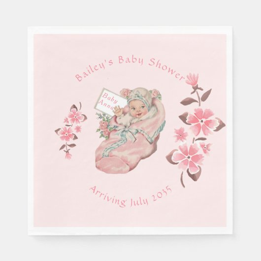 Roze Bootie  Baby Girl Baby shower Servet (Voorkant)