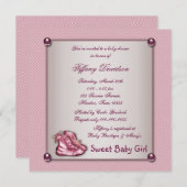 Roze Booties  Roze Baby Meisje Douche Kaart (Voorkant / Achterkant)