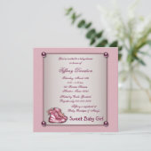 Roze Booties  Roze Baby Meisje Douche Kaart (Staand voorkant)