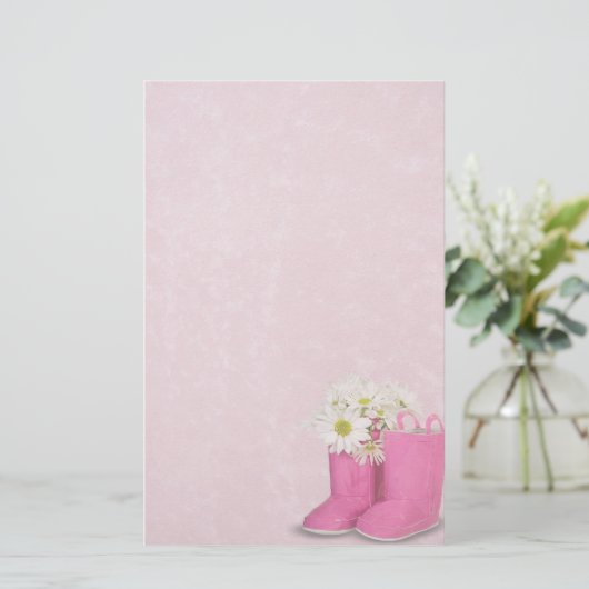 Roze Boots Briefpapier (Staand voorkant)