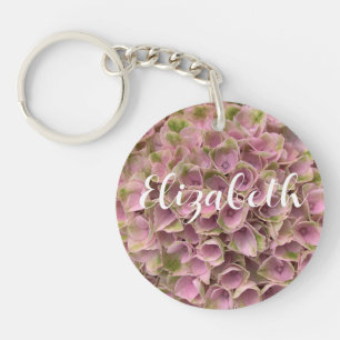  Roze & Bord Groene Bloemen Hydrangea Sleutelhanger