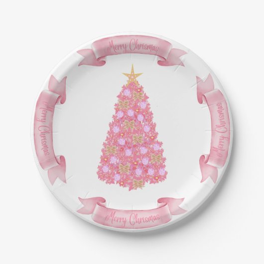Roze Bord kerstboompapier (Voorkant)