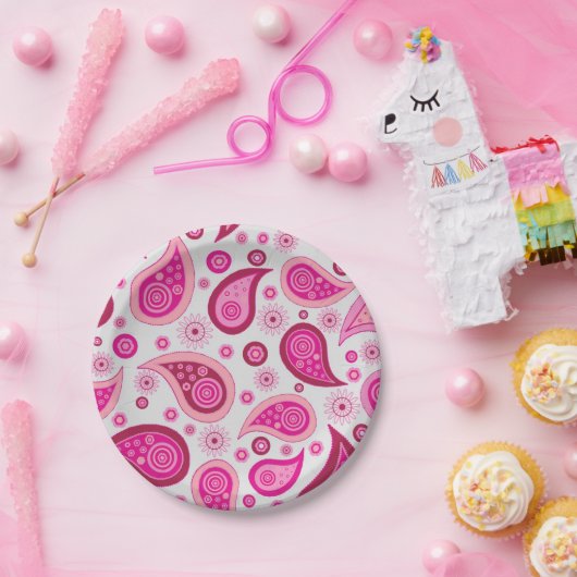 Roze bord van papier van Paisley (Feest)