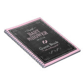 Roze bord Voetafdrukken Baby shower gastboek Notitieboek (Rechterzijde)