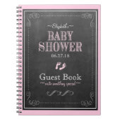 Roze bord Voetafdrukken Baby shower gastboek Notitieboek (Voorkant)