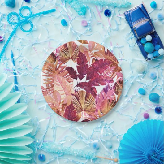 Roze Bord voor tropisch bladpatroon (Feest)