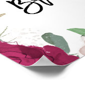 roze bordeaux bloemen bruidsontvangst bord poster (Hoek)