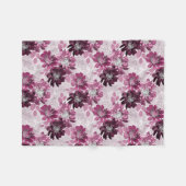 Roze, bordeaux bloemen op stoffig roze fleece deken (Voorkant (Horizontaal))