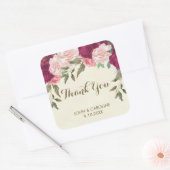 roze bordeaux bloemenbruiloft dank u sticker (Envelop)