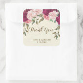 roze bordeaux bloemenbruiloft dank u sticker (Tas)