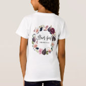 Roze, bordeaux en vijgen bloemenbloem meisje t-shirt (Achterkant)