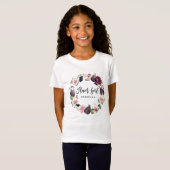 Roze, bordeaux en vijgen bloemenbloem meisje t-shirt (Voorkant volledig)