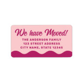 Roze bordeaux golvende rand bewegend retouradres etiket (Voorkant)