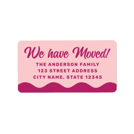 Roze bordeaux golvende rand bewegend retouradres etiket (Voorkant)