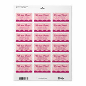 Roze bordeaux golvende rand bewegend retouradres etiket (Full Sheet)