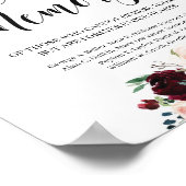 Roze bordeaux marine bloem in liefdevolle herinner poster (Hoek)