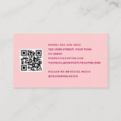 Roze bordeaux retro naam golvende golven rand visitekaartje (Achterkant)