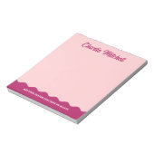 Roze bordeaux retro tekst golvende rand aangepaste notitieblok (Linkerzijde)