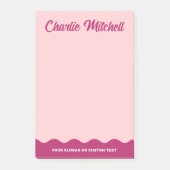 Roze bordeaux retro tekst golvende rand aangepaste post-it® notes (Voorkant)