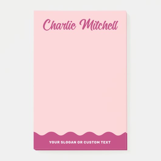 Roze bordeaux retro tekst golvende rand aangepaste post-it® notes (Voorkant)
