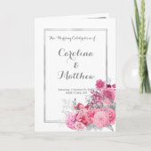 Roze bordeaux zilveren glitters bloemstuk Programm Programma (Voorkant)