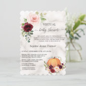 Roze bordeauxrode bloem pompoen Virtuele Baby Show Kaart (Staand voorkant)