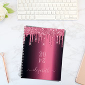 Roze bordeauxrode glitterdruppels 2026 planner