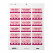 Roze bordeauxrode retro golvende rand retouradres etiket (Full Sheet)