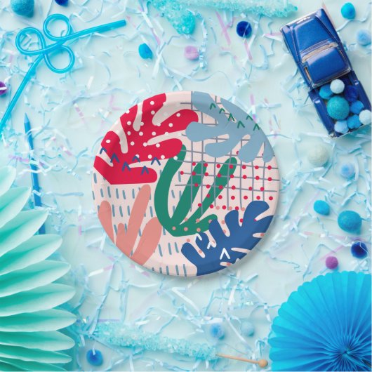 Roze Borden van Abstract papier Papieren Bordje (Feest)