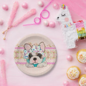Roze Borden van bulledog Paper Papieren Bordje (Feest)