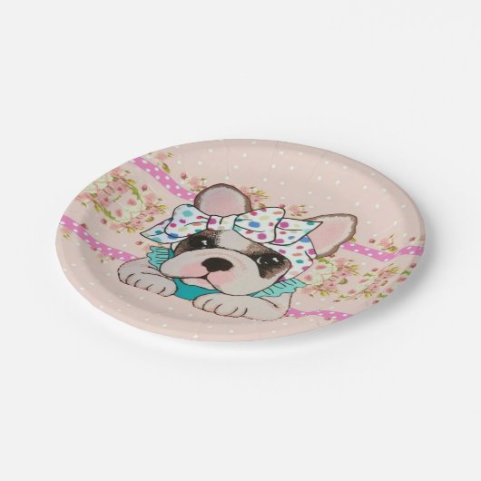 Roze Borden van bulledog Paper Papieren Bordje (Gekanteld)