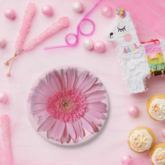 Roze Borden van Gerber Daisy Paper Papieren Bordje (Feest)
