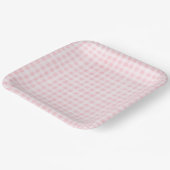 Roze Borden van Gingham Paper Papieren Bordje (Gebogen)