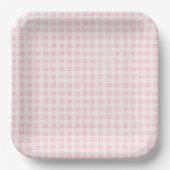 Roze Borden van Gingham Paper Papieren Bordje (Voorkant)
