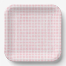 Roze Borden van Gingham Paper Papieren Bordje