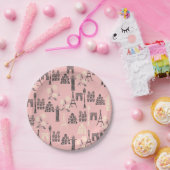 Roze Borden van Parijs papier Papieren Bordje (Feest)