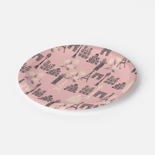 Roze Borden van Parijs papier Papieren Bordje (Gekanteld)