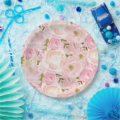 Roze borden van rozenbloemen papieren bordje (Feest)