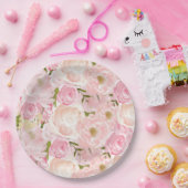 Roze borden van rozenbloemen papieren bordje (Feest)