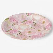 Roze borden van rozenbloemen papieren bordje (Gekanteld)