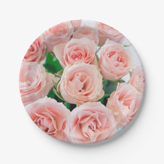 Roze Borden van rozenpapier Papieren Bordje (Voorkant)