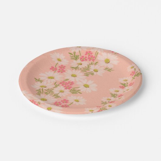 Roze  borden voor behangpapier met schijfjes papieren bordje (Gekanteld)