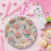 roze borden voor bloempapier papieren bordje (Feest)