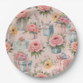 roze borden voor bloempapier papieren bordje (Voorkant)