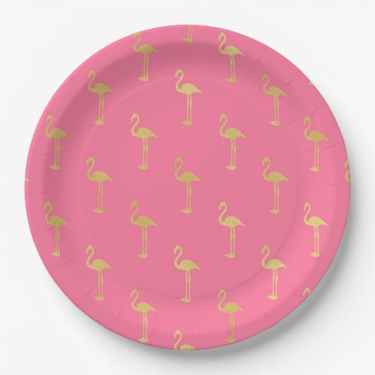 Roze Borden voor flamingo Paper Papieren Bordje (Voorkant)